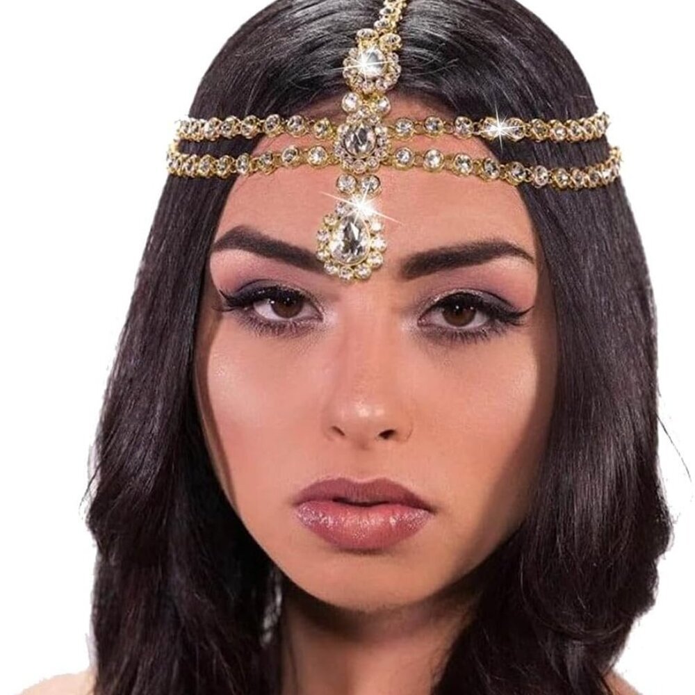 Layered Rhinestone Head Chain Wedding Hair Accessory for Women Girls